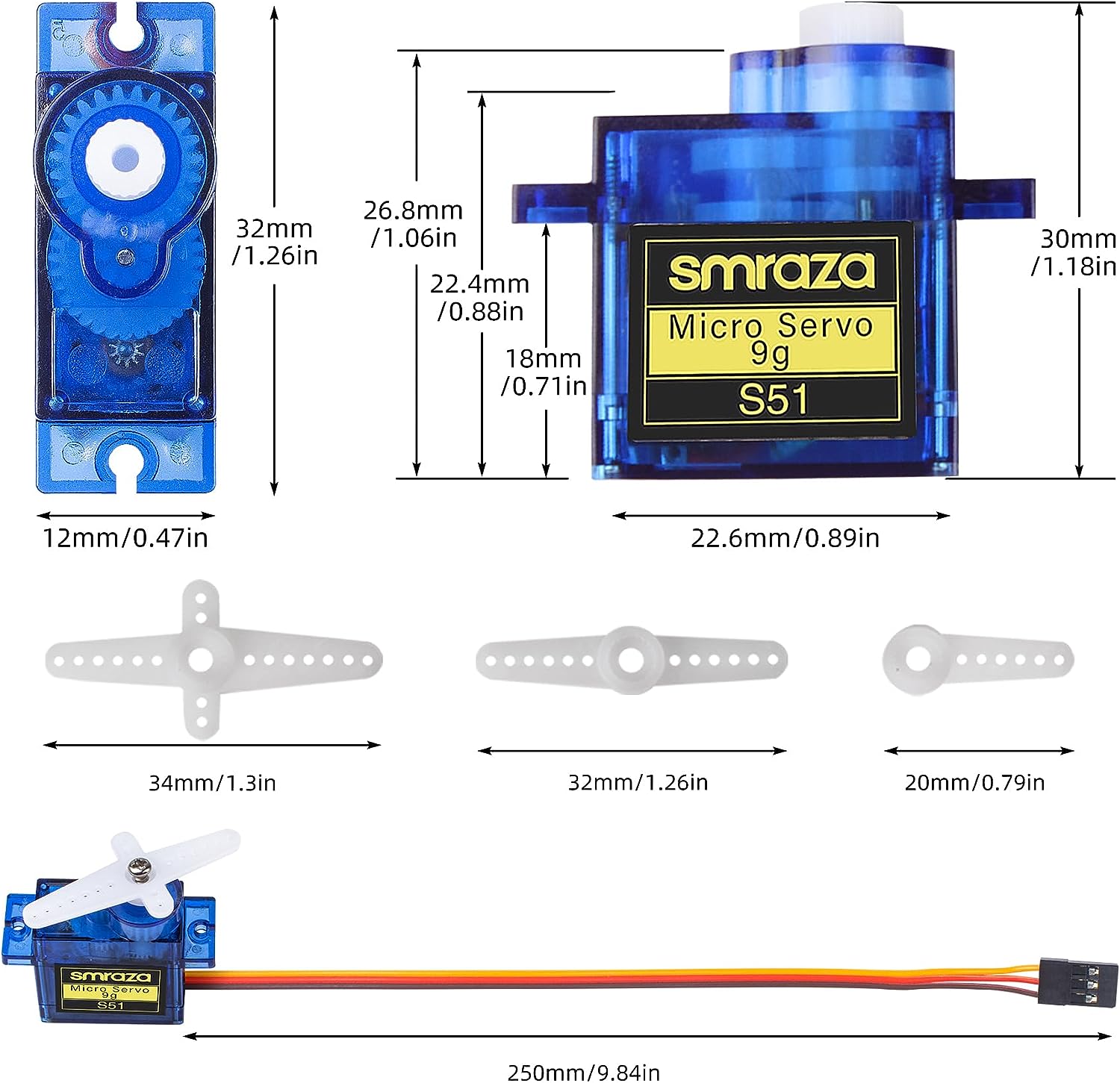 Smraza 10 Pcs SG90 9G Micro Servo Metal Geared Motor Kit: A Versatile and Powerful Tool for RC Robotics