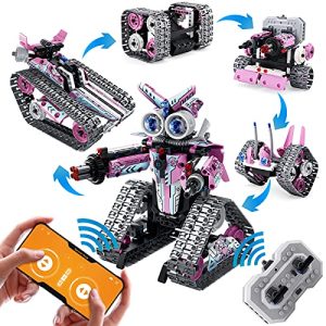 Amy&Benton Girls Remote Control Robot Building Kit Stem Pink Robot Kit with APP – The Perfect STEM Toy for Kids