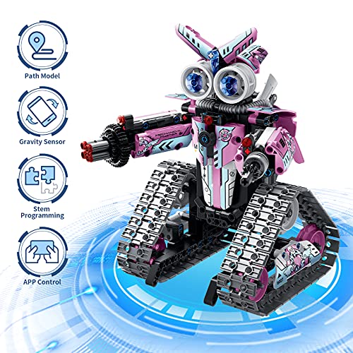 Amy&Benton Girls Remote Control Robot Building Kit Stem Pink Robot Kit with APP - The Perfect STEM Toy for Kids