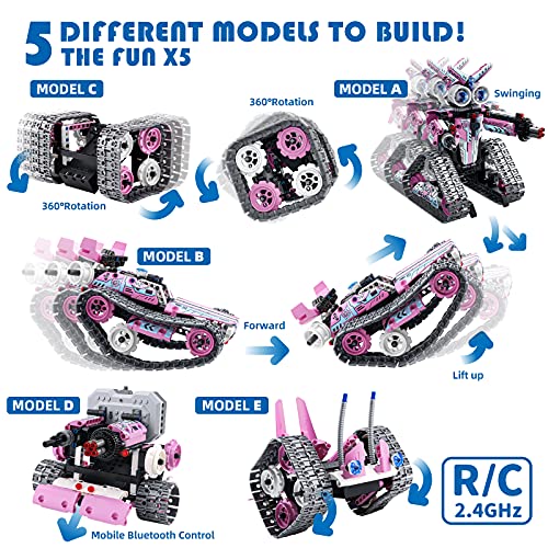 Amy&Benton Girls Remote Control Robot Building Kit Stem Pink Robot Kit with APP - The Perfect STEM Toy for Kids